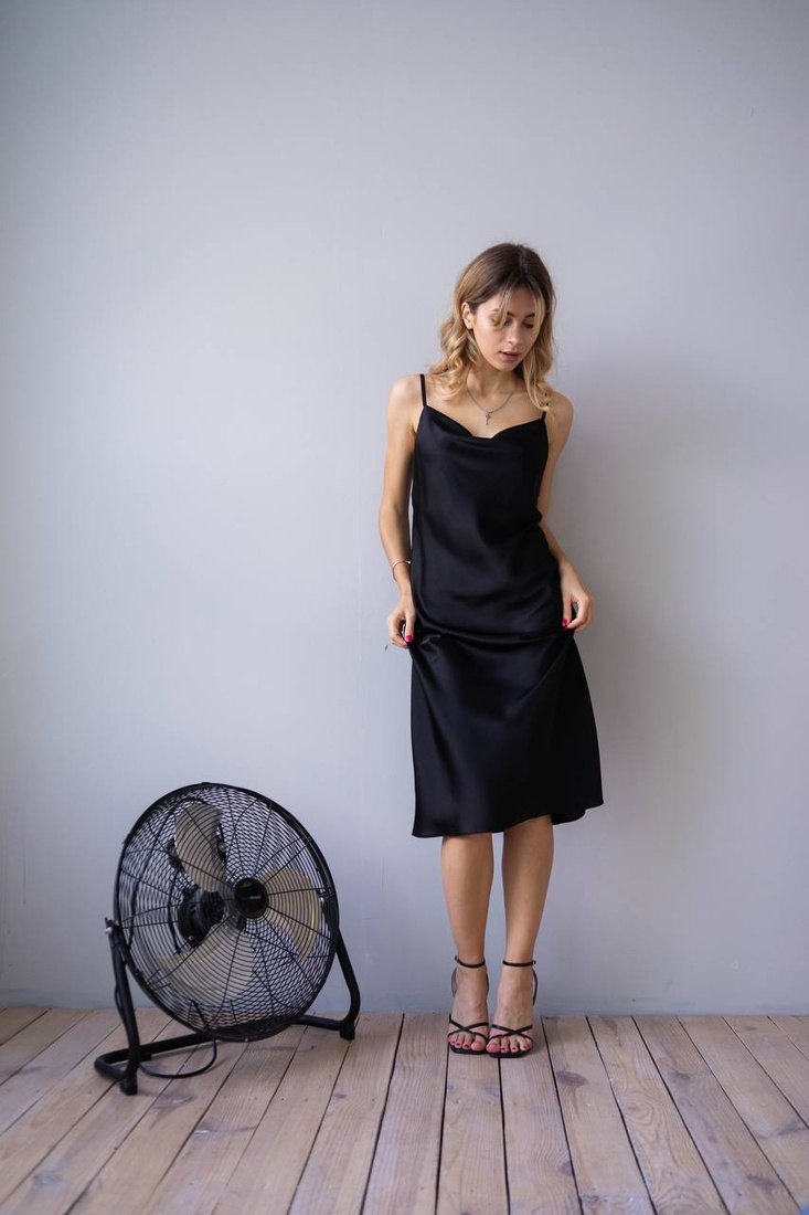 Чорна сукня комбінація, виріз "качеля" шовк армані