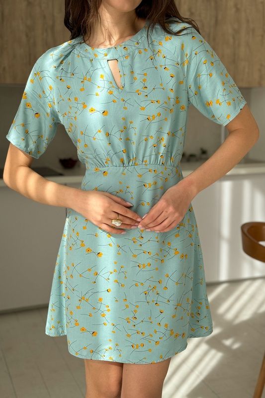 Сукня міні, з крапелькою бірюзова, XL