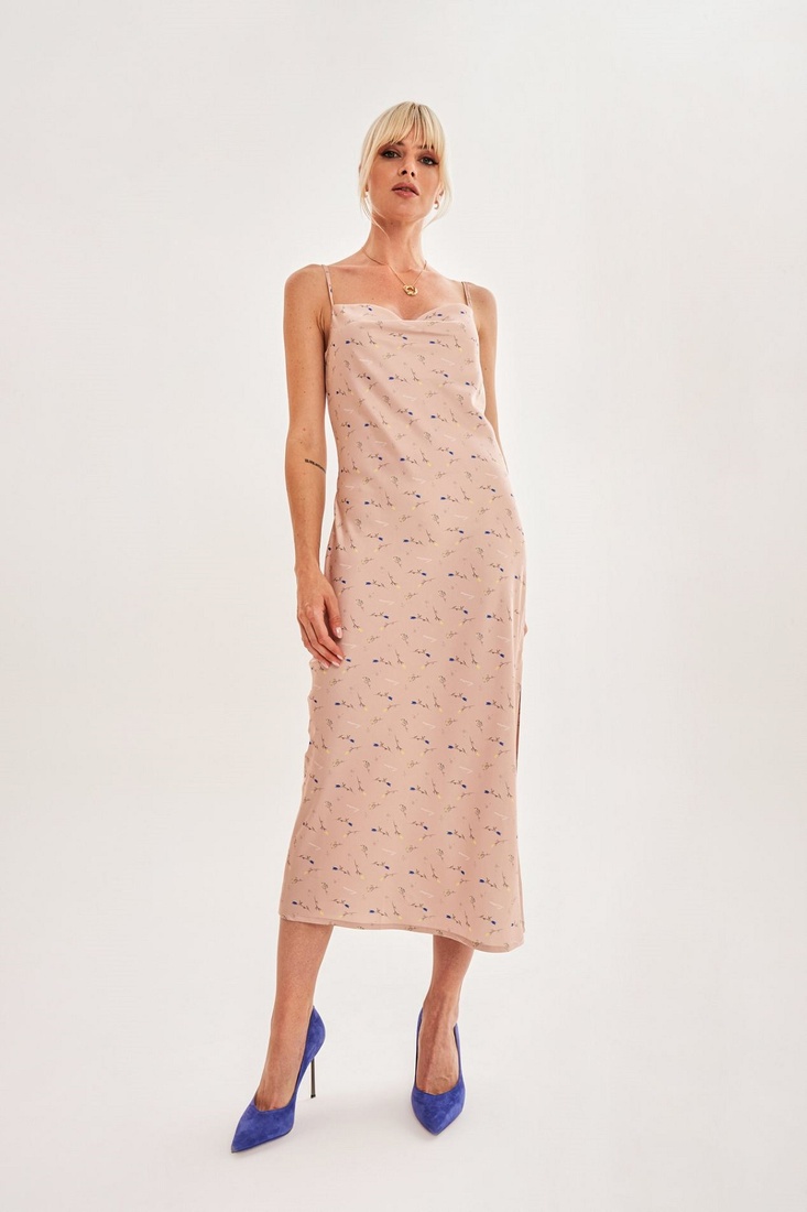 Сукня Комбінація "Вільна" з розрізом кольору лате штучний шовк